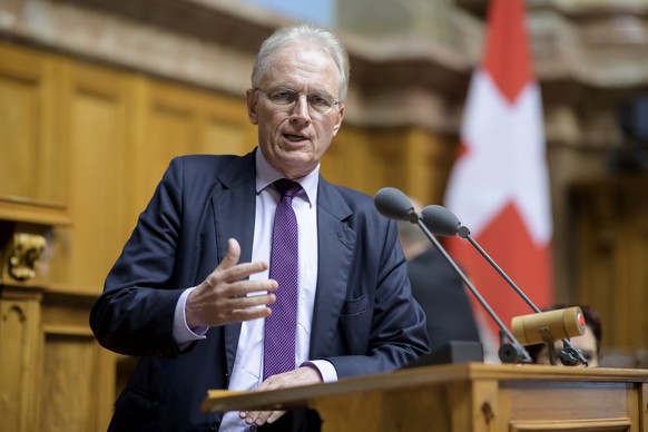 Hans-Ulrich Bigler, FDP-ZH, spricht waehrend der Fruehlingssession der Eidgenoessischen Raete, am Donnerstag, 21. Maerz 2019 im Nationalrat in Bern. (KEYSTONE/Anthony Anex)