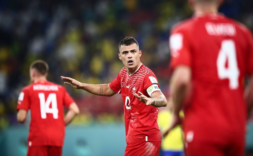 Mandatory Credit: Photo by Michael Zemanek/Shutterstock 13634925bq Granit Xhaka of Switzerland Brazil v Switzerland, FIFA World Cup, WM, Weltmeisterschaft, Fussball 2022, Group G, Football, Stadium 97 ...