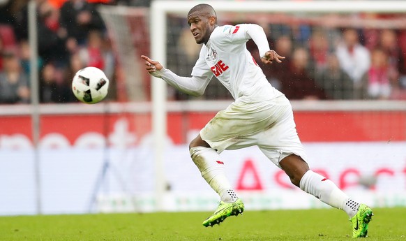 epa05856211 Cologne&#039;s Anthony Modeste in action during the German Bundesliga soccer match between FC Koeln (Cologne) and Hertha BSC in Cologne, Germany, 18 March 2017. EPA/FRIEDEMANN VOGEL EMBARG ...