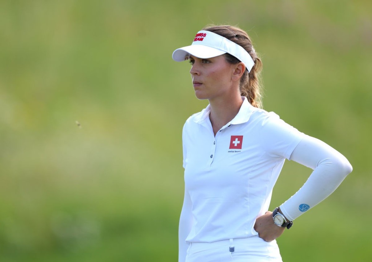 PARIS, FRANCE - AUGUST 08: Morgane Metraux of Team Switzerland looks on from the ninth green during Day Two of the Women's Individual Stroke Play on day thirteen of the Olympic Games Paris 2024 a ...