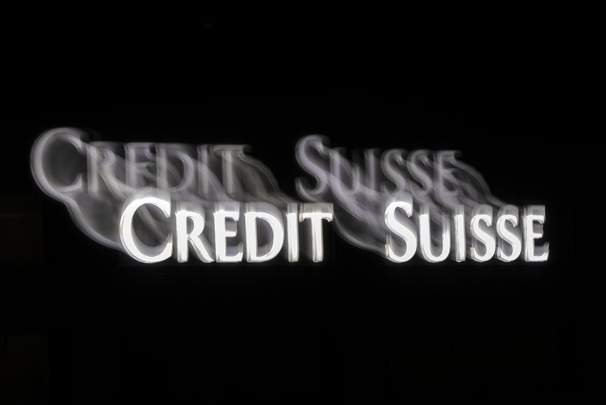 The logo of Swiss bank Credit Suisse is seen on a building in Zurich, Switzerland, on March 15, 2023. Battered shares of Credit Suisse lost more than one-quarter of their value Wednesday March 15, 202 ...