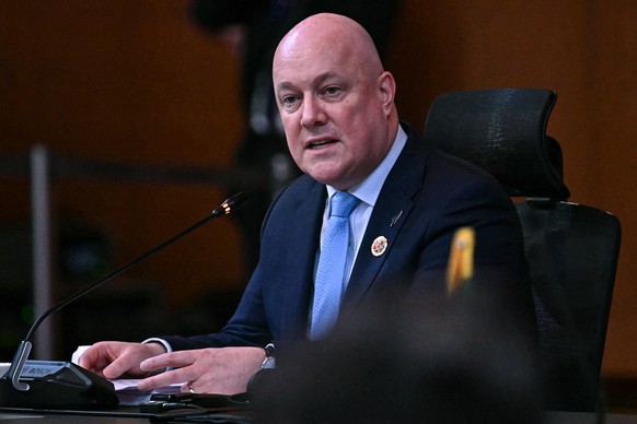 epa12487058 New Zealand's Prime Minister Christopher Luxon speaks as he attends the ASEAN ? New Zealand Commemorative Summit during the 47th Association of Southeast Asian Nations (ASEAN) Summit  ...