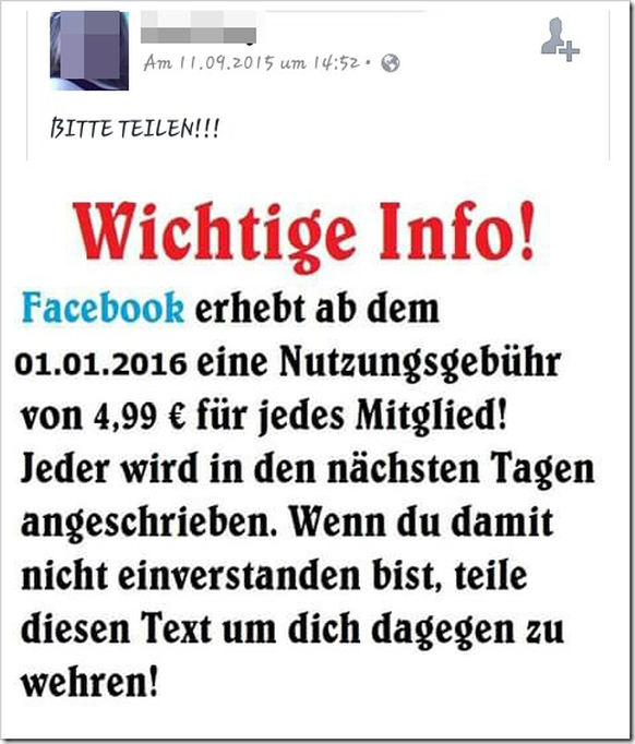 Der Klassiker: Facebook wird mal wieder kostenpflichtig.&nbsp;Mehr Infos.