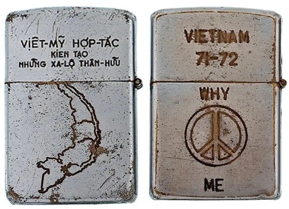 Vietnam War Zippo Lighters
https://twistedsifter.com/2013/02/soldiers-engraved-zippo-lighters-from-vietnam-war/