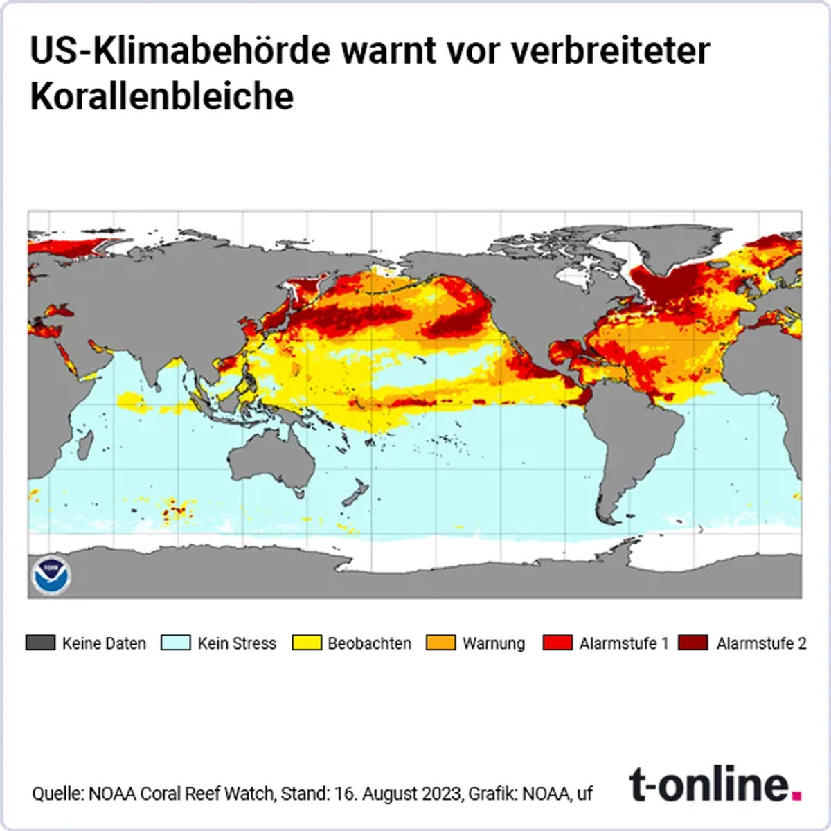Karte Korallenbleiche 2023