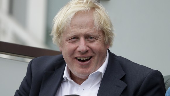 Britain&#039;s former Foreign Secretary Boris Johnson reacts to seeing photographers taking his picture as he sits in a spectator seat whilst attending the fifth cricket test match of a five match ser ...
