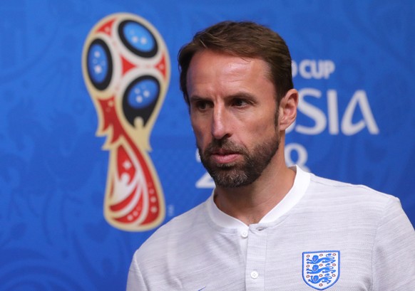 epa06844829 England&#039;s head coach Gareth Southgate attends a press conference in Kaliningrad, Russia, 27 June 2018. England will face Belgium in the FIFA World Cup 2018 Group G preliminary round s ...
