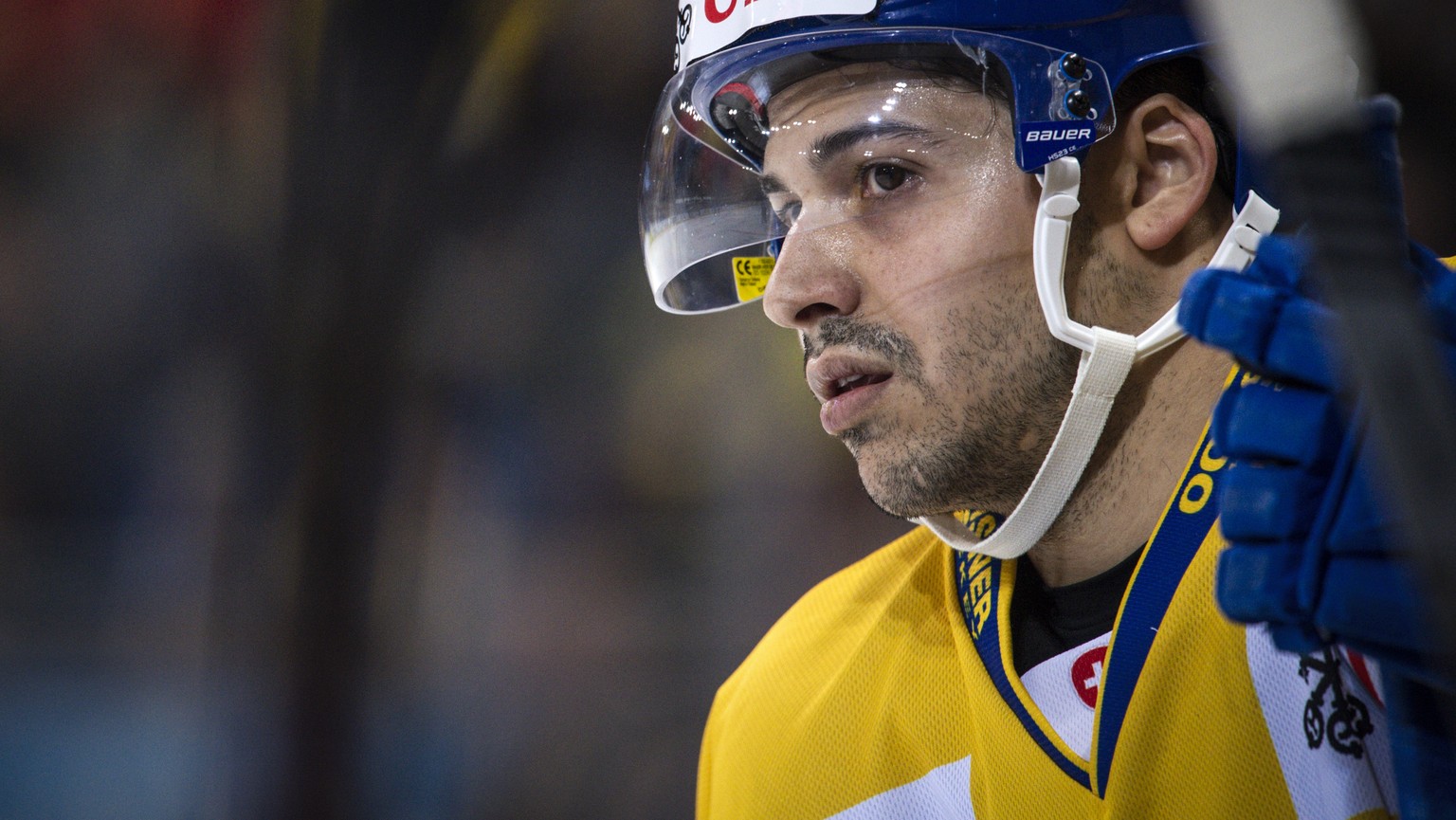 Davos&#039; Inti Pestoni during the game between HC Davos and KalPa Kuopio Hockey Oy, at the 92th Spengler Cup ice hockey tournament in Davos, Switzerland, Sunday, December 30, 2018. (KEYSTONE/Melanie ...