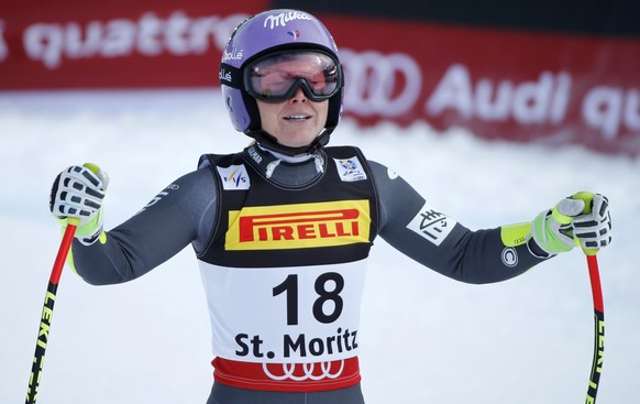 Alpine Skiing - FIS Alpine Skiing World Championships - Women&#039;s Super G - St. Moritz, Switzerland - 7/02/17 - Tessa Worley of France reacts at the finish line. REUTERS/Denis Balibouse