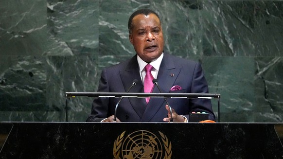 FILE - President of Congo Denis Sassou N'Guesso addresses the 80th session of the United Nations General Assembly, Sept. 24, 2025, at U.N. headquarters. (AP Photo/Pamela Smith, File)
Denis Sassou ...