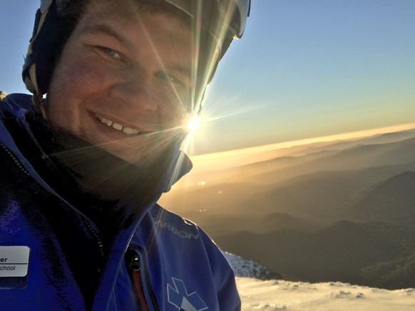 Patrick Gasser an einem (seltenen) sonnigen Arbeitstag in Mt. Buller.