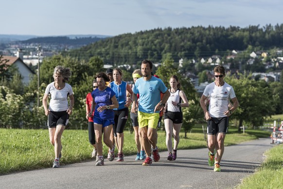 ZUR JOGGING SOMMERSAISON STELLEN WIR IHNEN AM DONNERSTAG, DEM 11. JUNI 2015, FOLGENDES NEUES BILDMATERIAL ZUR VERFUEGUNG --- Members of the running club Winterthur during a training session in Wintert ...