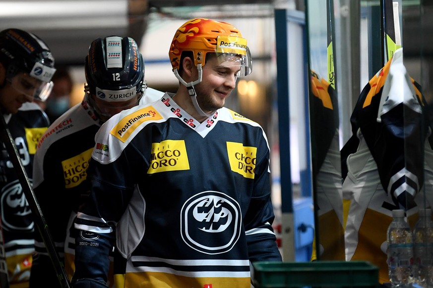 Ambri&#039;s player Dominic Zwerger during the preliminary round game of National League Swiss Championship between HC Ambri Piotta and SC Rapperswil Jona Lakers, at the Valascia Stadium in Ambri, on  ...