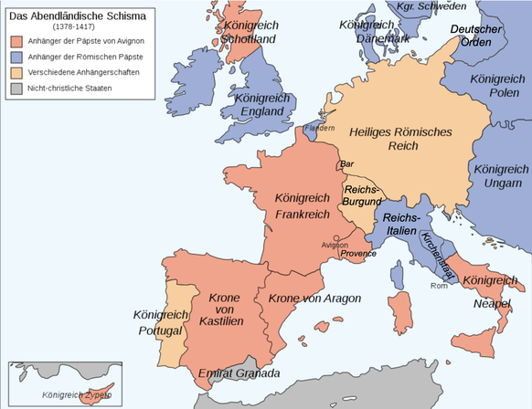 Das Abendländische Schisma spaltete Europa.