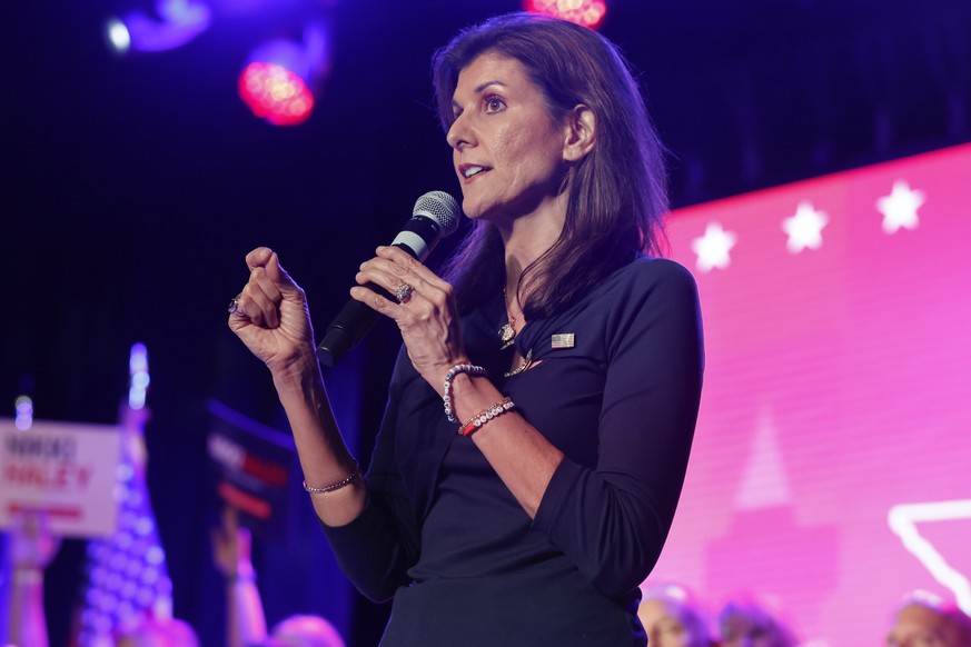 epa11199387 Republican U.S. presidential candidate Nikki Haley speaks during a rally at Tannahills in Fort Worth, Texas, U.S., March 4, 2024. Former South Carolina Governor Haley faces off against former…