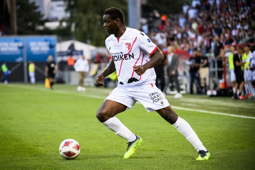 Sion&#039;s forward Mario Balotelli of Italy plays the ball during the Super League soccer match of Swiss Championship between FC Sion and FC Basel, at the stade de Tourbillon stadium, in Sion, Switze ...