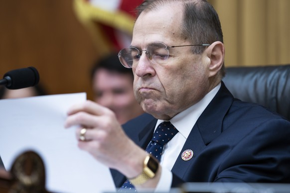 epa07555929 Democratic Representative from New York and Chairman of the House Judiciary Committee Jerry Nadler prepares to oversee a committee markup to hold Attorney General William Barr in contempt  ...