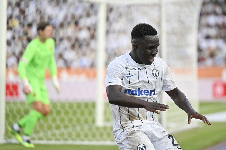 Zuerichs Wilfried Gnonto beim Fussballspiel der Super League zwischen dem FC Zuerich und dem FC Basel im Stadion Letzigrund in Zuerich, am Sonntag, 28. August 2022. (KEYSTONE/Gian Ehrenzeller)