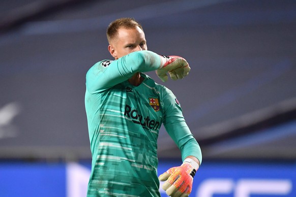 Marc Andre Ter STEGEN,Torwart FC Barcelona, Barca , Enttaeuschung,Frust, enttaeuscht,frustriert,niedergeschlagen, Aktion,Einzelbild,angeschnittenes Einzelmotiv,Halbfigur,halbe Figur. Fussball Champion ...