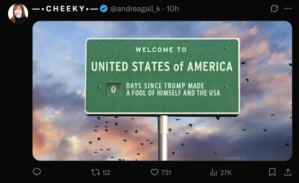 Null Tage sind vergangen, seit Trump sich und die USA lächerlich gemacht hat.