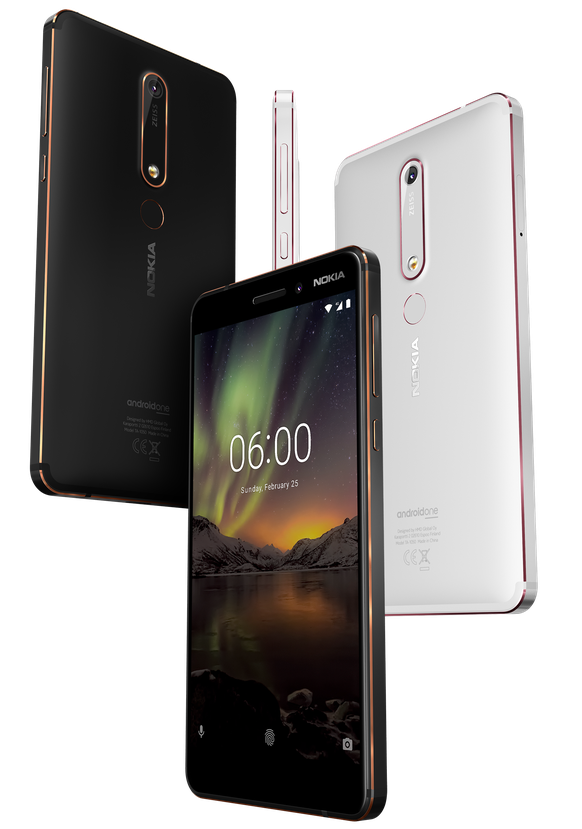 Das neue Nokia 6 mit Android One wird in drei Farbkombinationen an den Start gehen: Black/Copper, White/Iron und Blue/Gold.