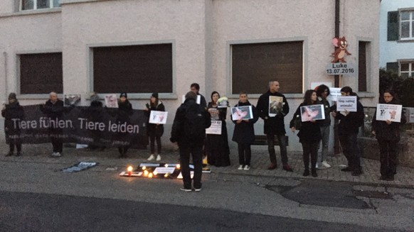 Tierschützer protestieren gegen die Metzgete.