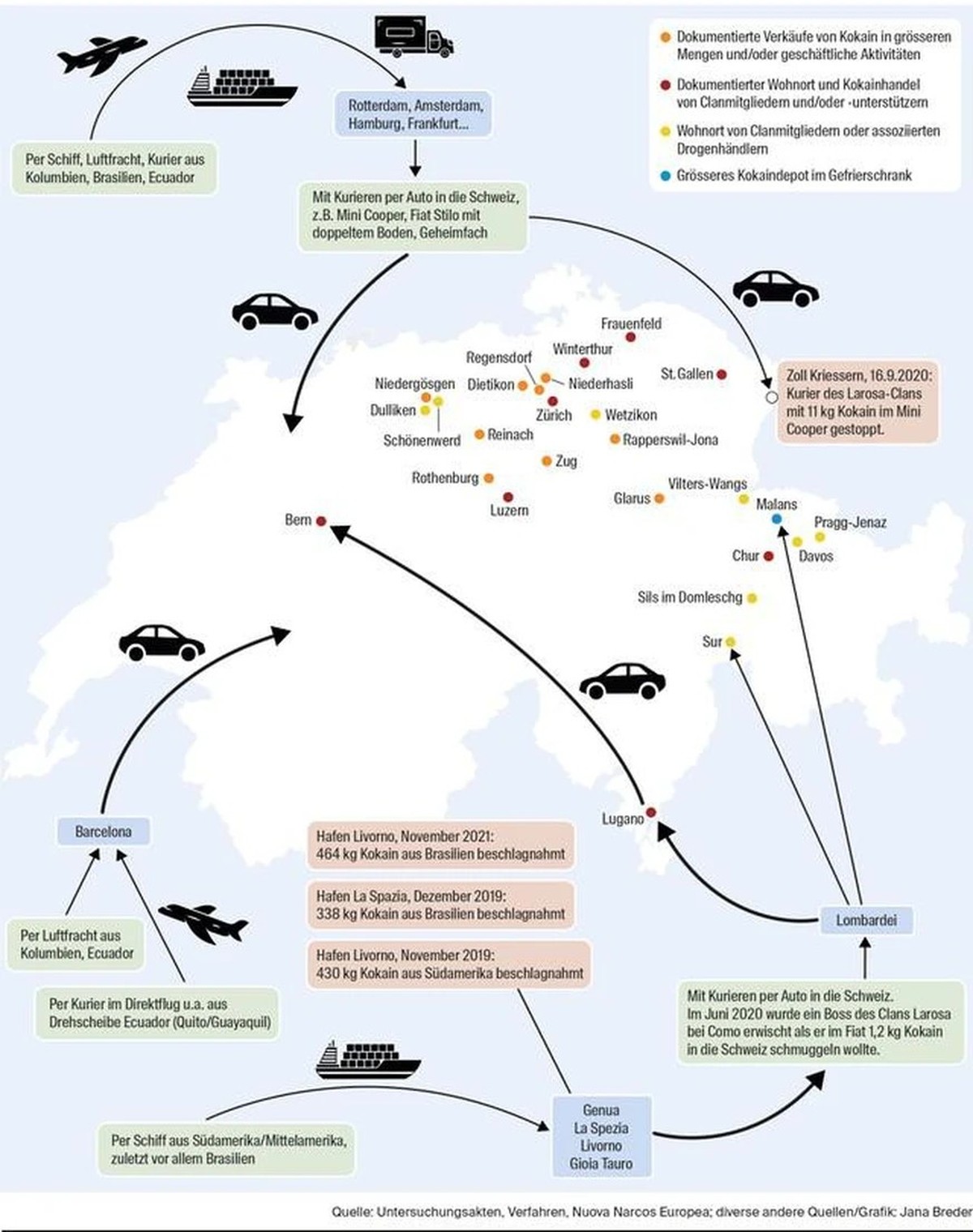 Wie das Kokain in die Schweiz kommt