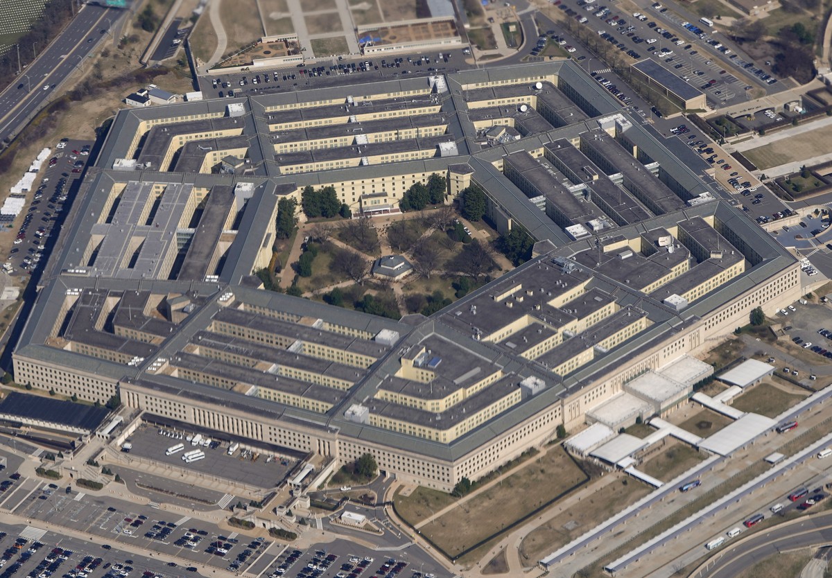 FILE - The Pentagon is seen from Air Force One as it flies over Washington, March 2, 2022. Defense officials tell Congress that the military services are still reviewing possible discipline of troops  ...