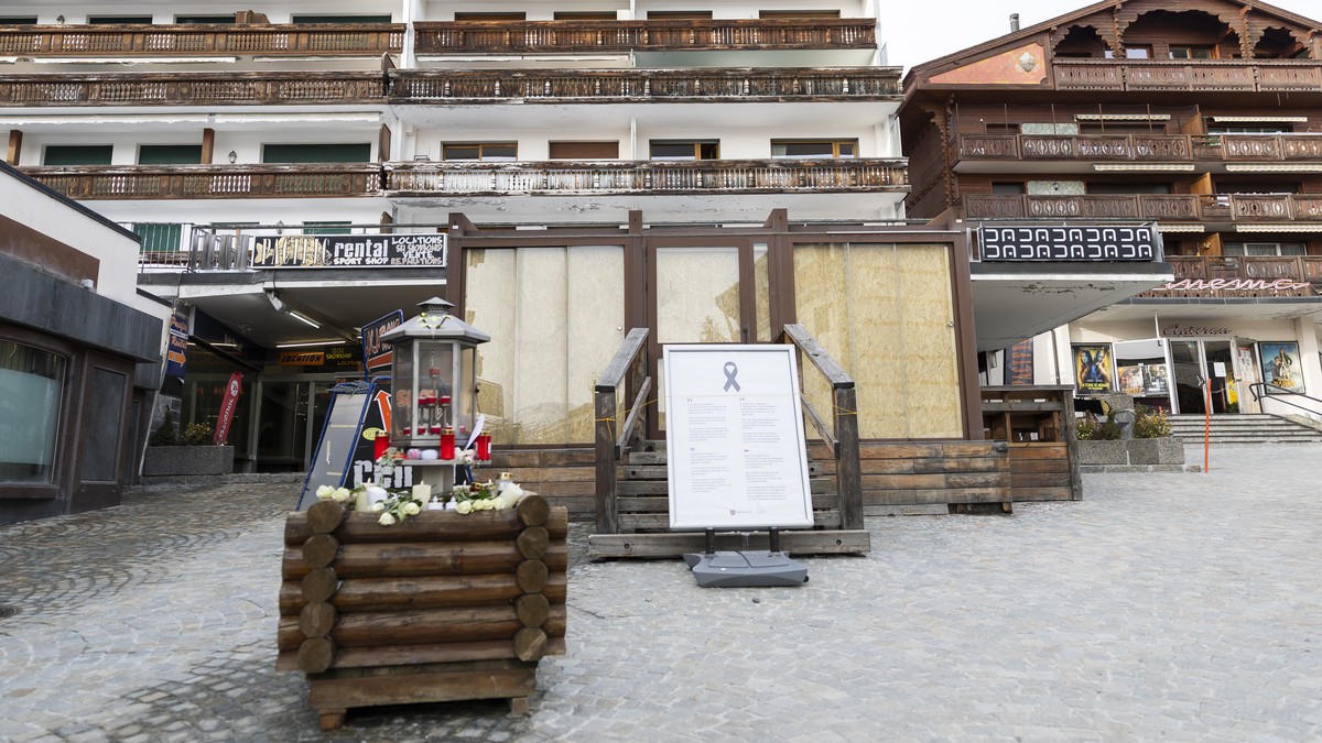 The entrance of the "Le Constellation" bar and lounge is pictured after the fire at the "Le Constellation" bar and lounge, in Crans-Montana, Switzerland, Monday, February 9, 2026.  ...
