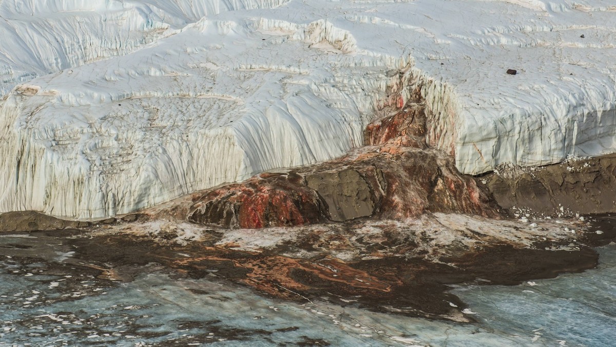 Blood Falls and the Blood Falls Antarctic Specially Protected Area, on the Taylor Glacier in the Taylor Valley, Antarctica., Taylor Valley Ross Sea Antarctica PUBLICATIONxINxGERxSUIxAUTxONLY Copyright ...