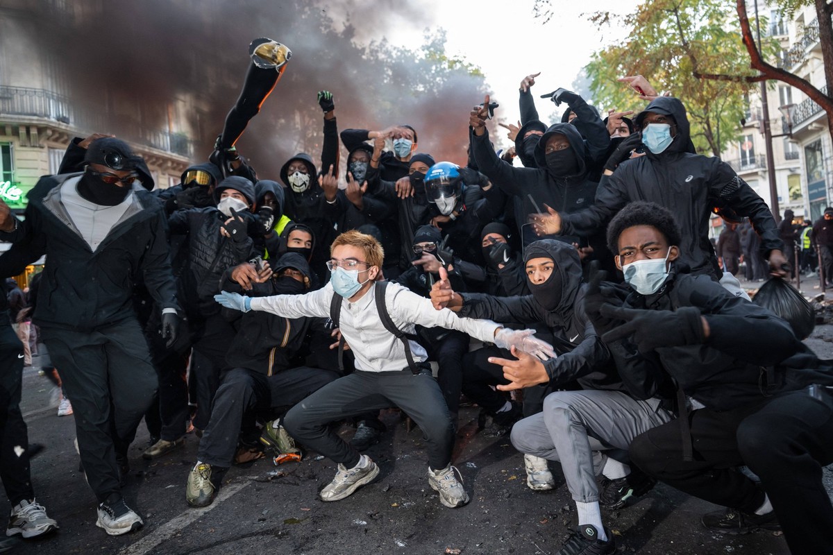 High Cost of Living Protest - Paris AJ Protesters gather during a demonstration to protest against the high cost of living , at Place de la Republique in Paris on October 17, 2026 as part of a nationw ...