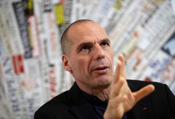 Former Greek Finance Minister Yanis Varoufakis meets the media at the Foreign Press Association in Rome, Friday, March 24, 2017. Varoufakis, co-founder of a pan-European movement DiEM25, is in Rome to ...
