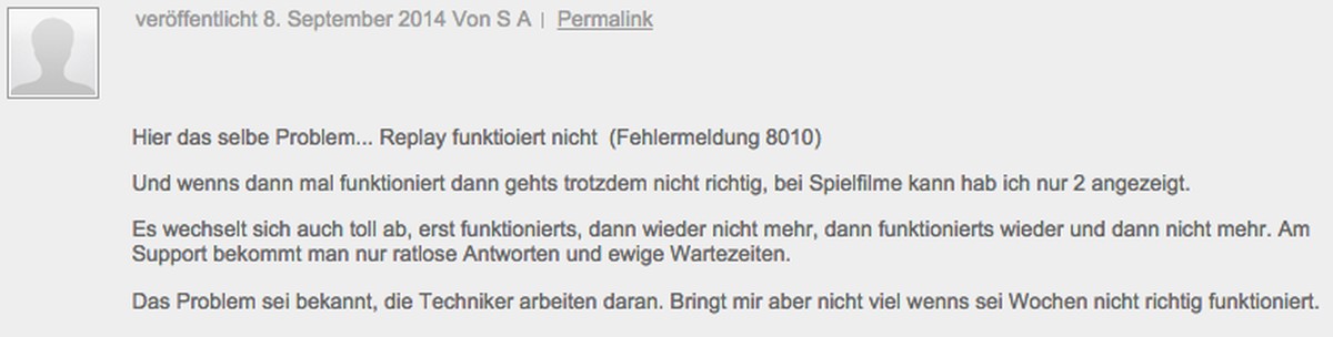 Kunde: «Das Problem sei bekannt, die Techniker arbeiten daran.»