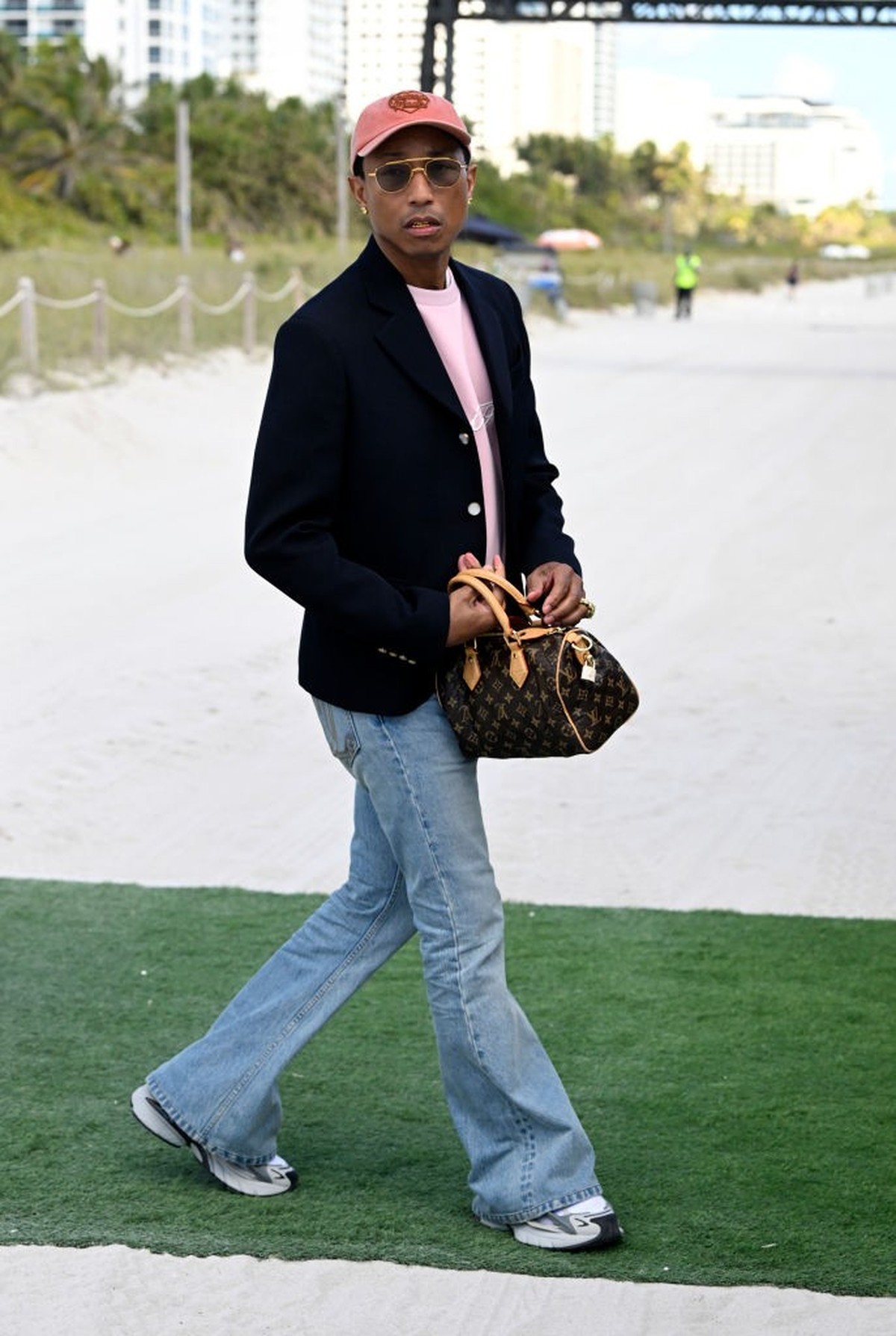 MIAMI BEACH, FL - FEBRUARY 6: Pharrell Williams is seen arriving at the JP Morgan event on February 6, 2025 in Miami Beach, Florida. (Photo by MEGA/GC Images)