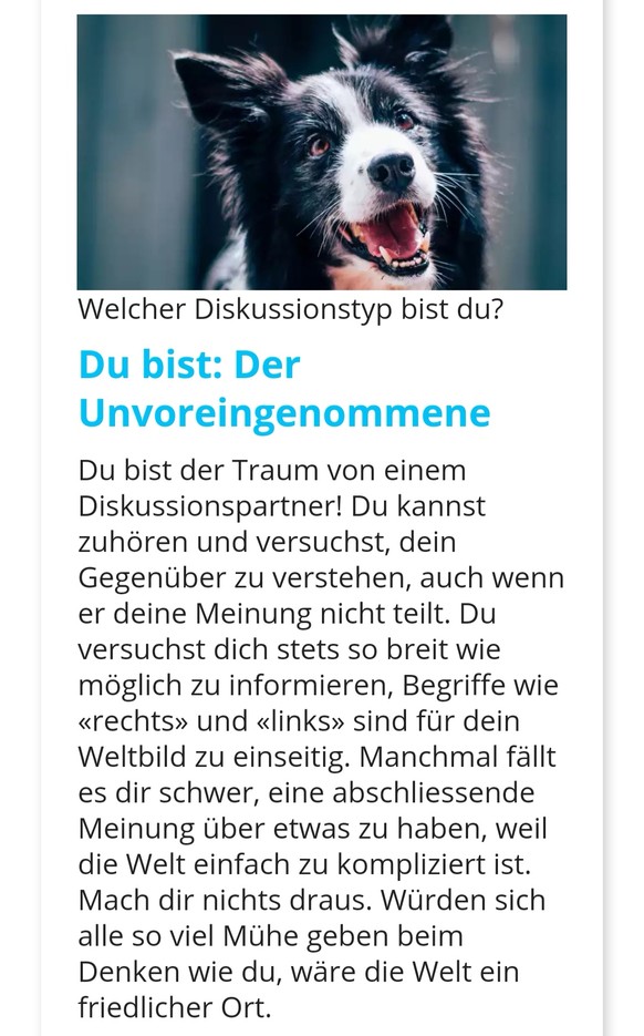 Beantworte diese 10 Fragen und finde heraus, ob man mit dir anstÃ¤ndig diskutieren kann
WÃ¶mmer drÃ¼ber rede? ð