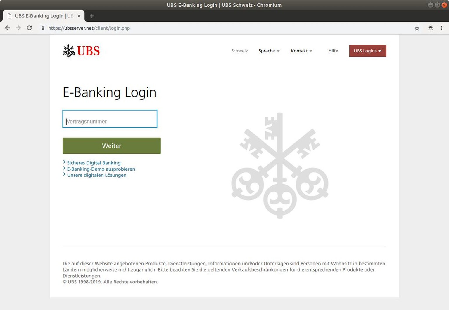 Nein, diese Webseite ist nicht von der UBS.