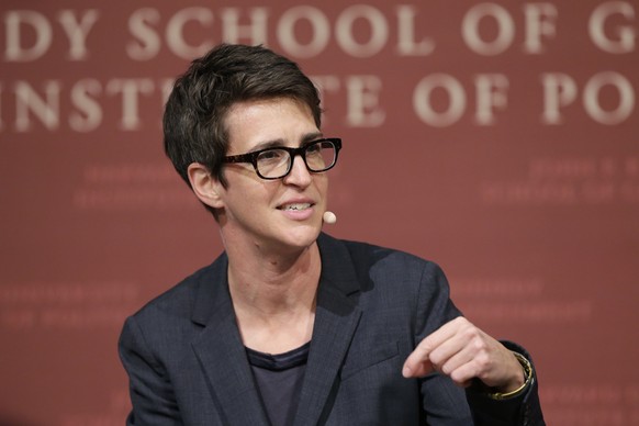 FILE - MSNBC television anchor Rachel Maddow, host of &quot;The Rachel Maddow Show,&quot; moderates a panel at the John F. Kennedy School of Government, at Harvard University, in Cambridge, Mass., on  ...
