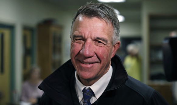 Republican Vermont Gov. Phil Scott smiles after voting in Berlin, Vt., Tuesday, Nov. 6, 2018. Gov. Scott is facing Democratic gubernatorial challenger Christine Hallquist. (AP Photo/Charles Krupa)