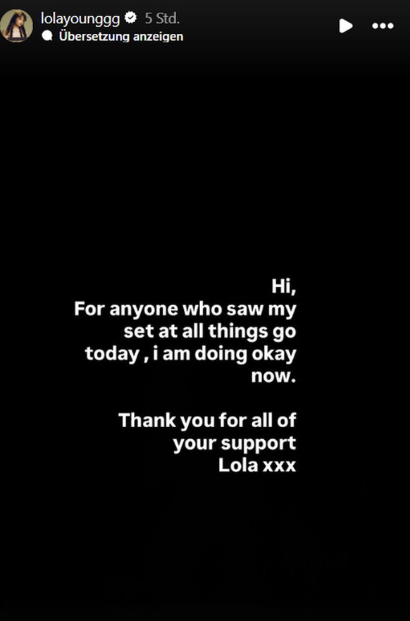 Dieses Statement teilt Lola Young nach ihrem Zusammenbruch.