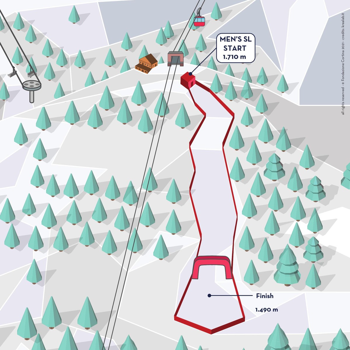 Ski-WM 2021 in Cortina D'Ampezzo: Streckenplan Druscié A (Slalom)
