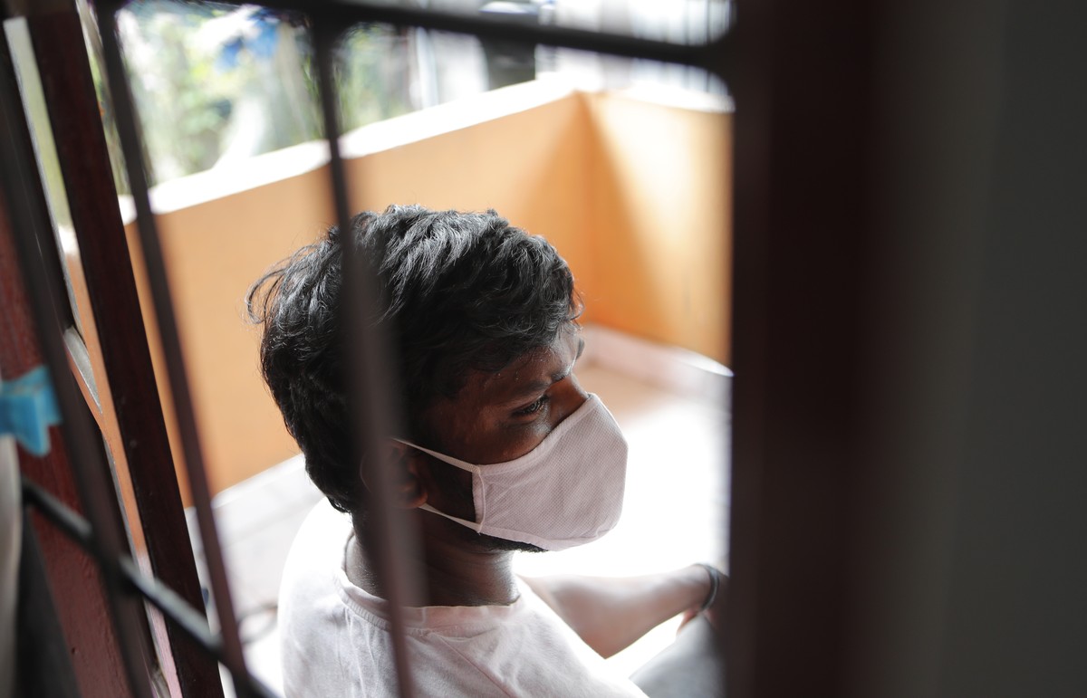 Sri Lankan auto rickshaw driver Prasad Dinesh, linked by Sri Lankan officials to nearly half the country's more than 2,600 coronavirus cases, sits in his house in Ja-Ela, Sri Lanka, Wednesday, Ju ...