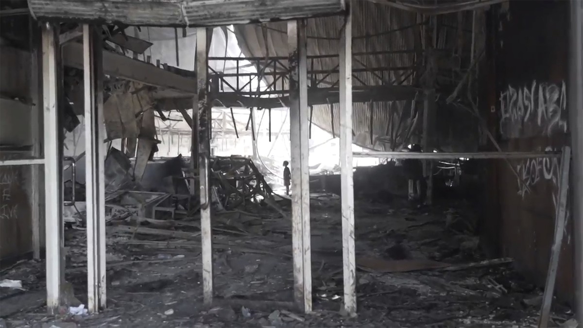 This image made from video shows the destroyed shopfront in Port Moresby, Papua New Guinea .Thursday Jan. 11, 2024. The Papua New Guinea government worked to restore order Thursday after multiple peop ...