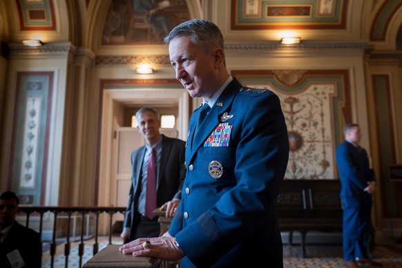 Gen. Dan Caine, chairman of the Joint Chiefs of Staff, arrives for a classified briefing with senators on the situation in Venezuela, at the Capitol in Washington, Wednesday, Jan. 7, 2026. (AP Photo/J ...