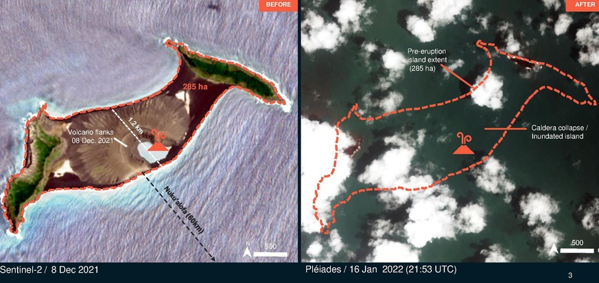 Satellitenbilder Tonga von United Nations Satellite Centre (UNOSAT)