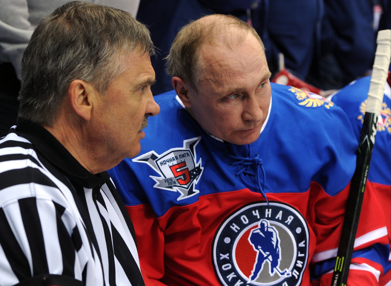 Putin und Fasel bei einem Plausch-Hockeyspiel 2016 in Sotschi.