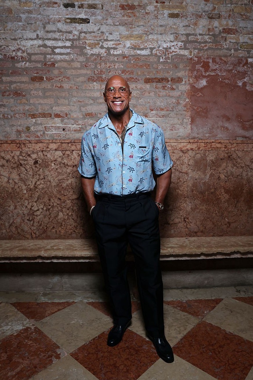 VENICE, ITALY - AUGUST 30: Dwayne Johnson attends the Miu Miu Women's Tales event during the 82nd Venice Film Festival on August 30, 2025 in Venice, Italy. (Photo by Victor Boyko/Getty Images for ...