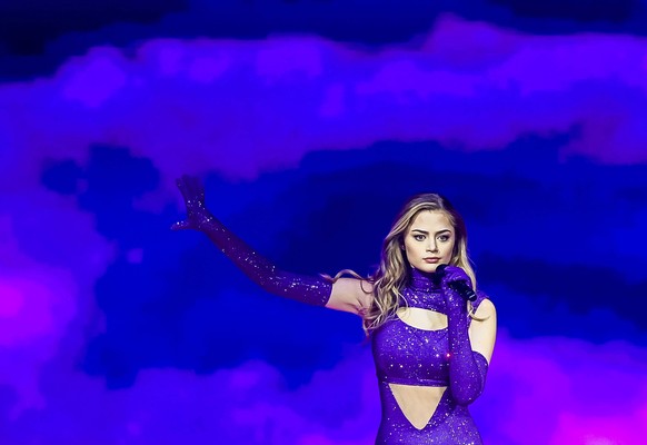 epa09196410 Stefania from Greece with the song &#039;Last Dance&#039; performs during rehearsals for the Second Semi-Final of the 65th annual Eurovision Song Contest (ESC) at the Rotterdam Ahoy arena, ...