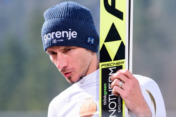 Slovenia: Poland wins Ski jumping Skispringen Ski nordisch World Cup finals Robert Kranjec of Slovenia during his last jump of the career at Planica FIS Ski Jumping World Cup finals on March 23, 2019  ...