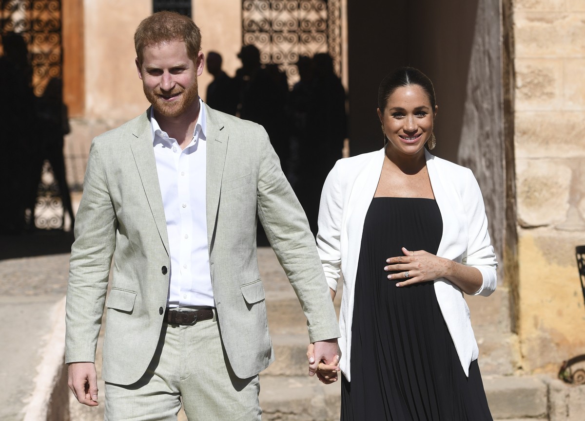 FILE - In this Monday, Feb. 25, 2019 file photo, Britain's Prince Harry and Meghan, Duchess of Sussex visit the Andalusian Gardens in Rabat, Morocco, Monday, Feb. 25, 2019. Princess Diana’s littl ...