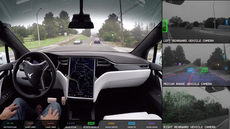 Mit solchen Videos wirbt Tesla für das «Autopilot»-Feature.